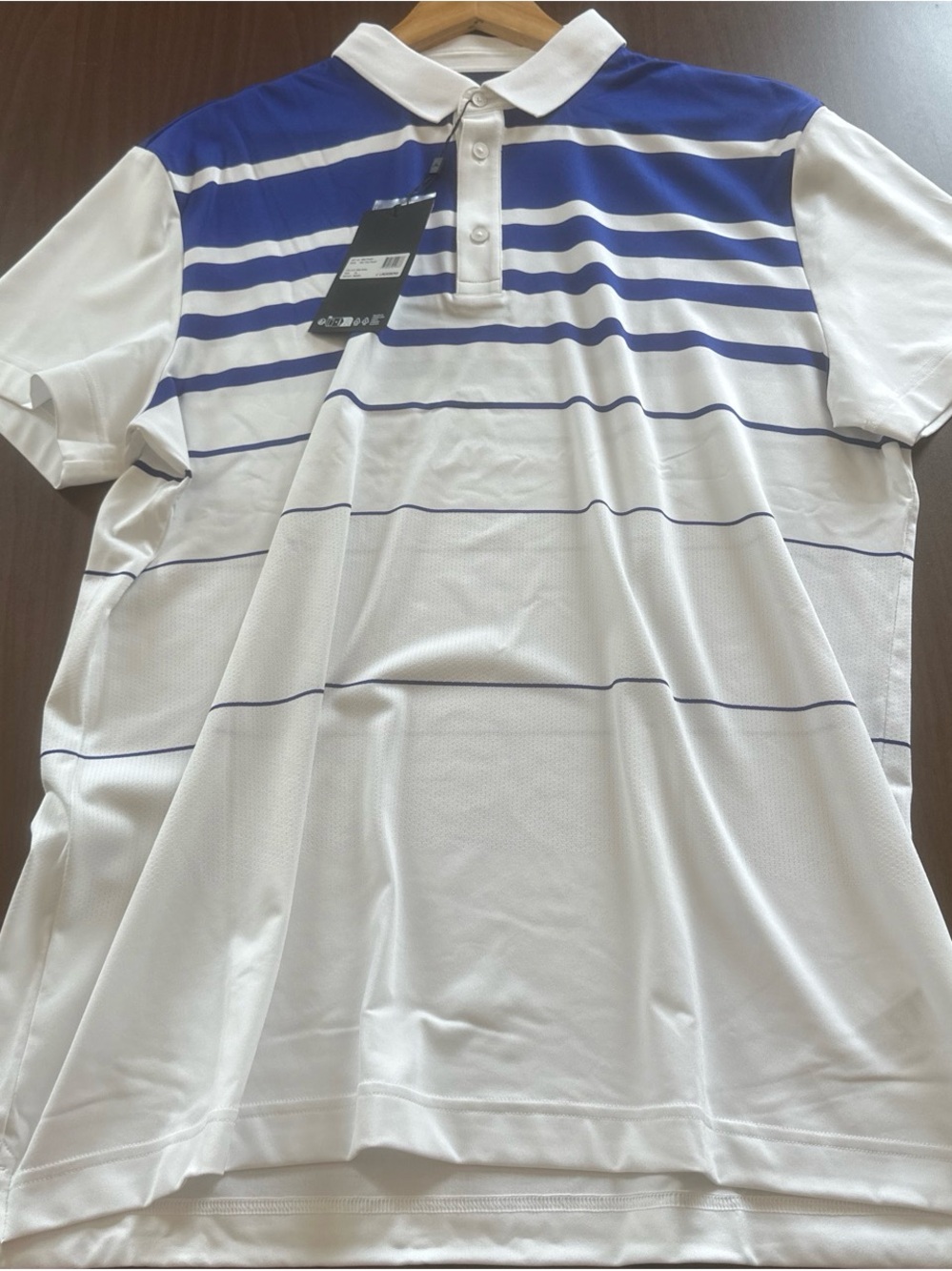 J. Lindeberg White and Blue Striped Polo Shirt